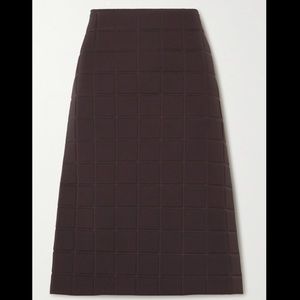 Bottega Veneta brown quilted gabardine midi skirt sz 40